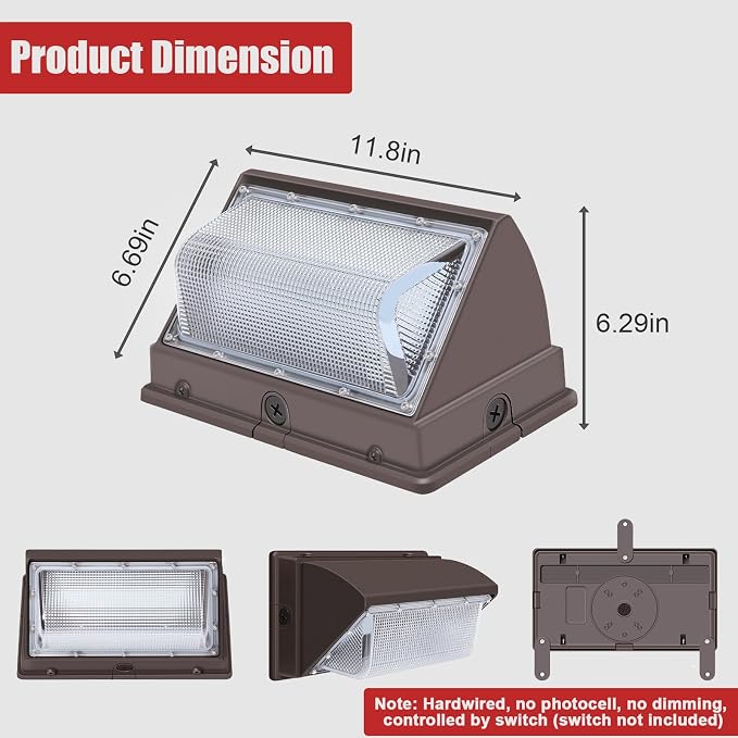 120W LED Wall Pack Outdoor, Super Bright Wallpack Lights, 5000K IP65 Waterproof - Image 4