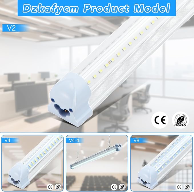 T8 LED Shop Lights 4FT, 4 Pack LED Garage Lights 50W 9600LM 6000K, Linkable - Image 7