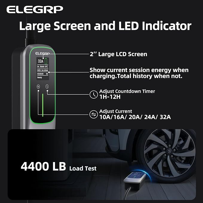 ELEGRP Level 2 EV Charger for Home, 32 Amp, ETL Certified, PBE & LCD Technology - Image 9