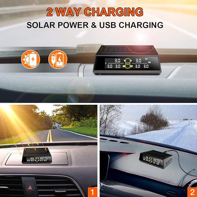 RV TPMS Tire Pressure Monitoring System, TS200 Solar Wireless TPMS - Image 5