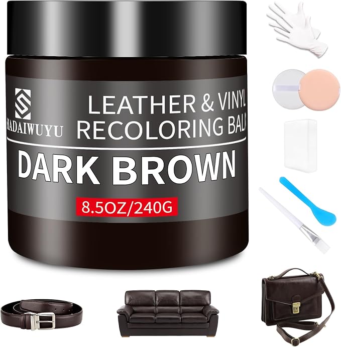 Leather Recoloring Balm, 8.5oz Leather Color Restorer, Dark Brown Leather by SHADAIWUYU