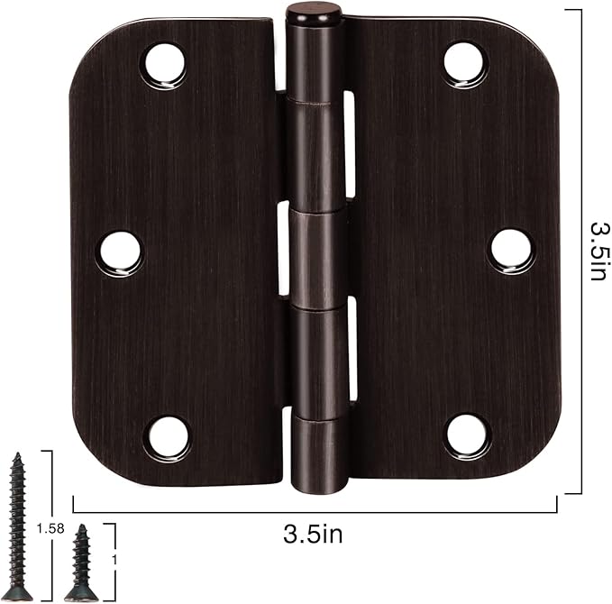 12 Pack Oil Rubbed Bronze Door Hinges 3.5" x 3 1/2 Inch Black Brushed Interior - Image 5
