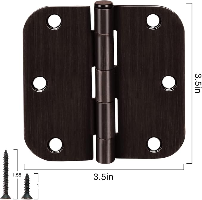 6 Pack Oil Rubbed Bronze Door Hinges 3.5" x 3 1/2 Inch Black Brushed Interior - Image 4