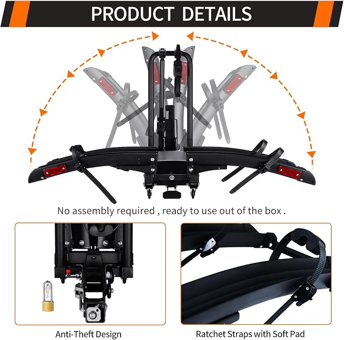 Foldable Electric Bike Rack Hitch Mount - Image 3