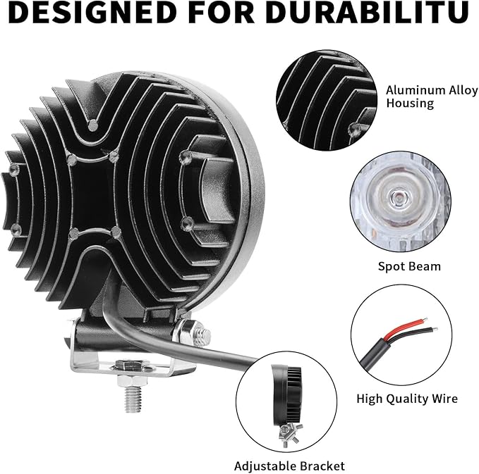 AUXMOTEC 27W Spot Blue Round Work LED Light Fog Offroad Off Road Lights Driving - Image 3