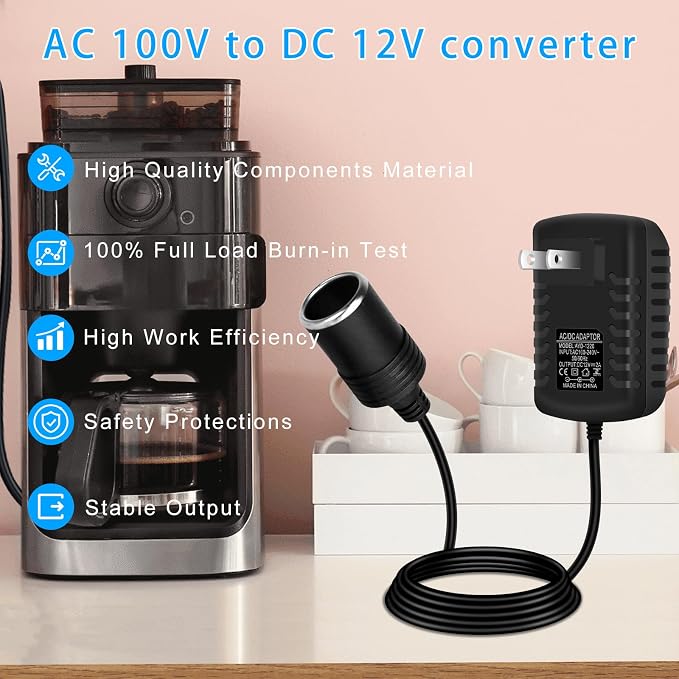 inShareplus 12V 2A 24W AC to DC Converter, 12 Volt Car Cigarette Lighter - Image 3