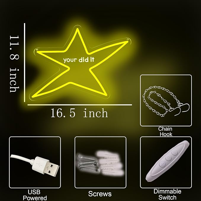 Star Classroom Neon Sign, Your Did It Star LED Neon Light Sign - Image 5