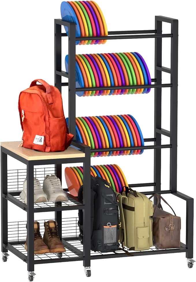 Disc Golf Storage Rack with Wheels – Heavy Duty Metal Disc Golf Rack by Unknown