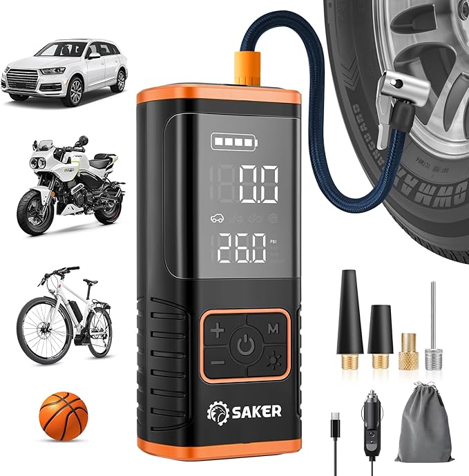 Saker Tire Inflator Portable Air Compressor by Saker