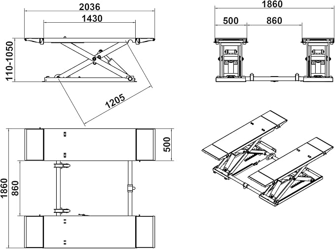 Mid Rise Scissor Lift 8000lbs Penumatic Release Auto Lift 220V/1PH Automotive - Image 7