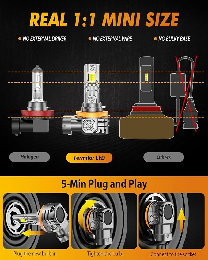 FAHREN 2025 Upgraded H11/H9/H8 LED Bulbs, 60000LM 1000% Ultra-Bright, Real 1:1 - Image 4