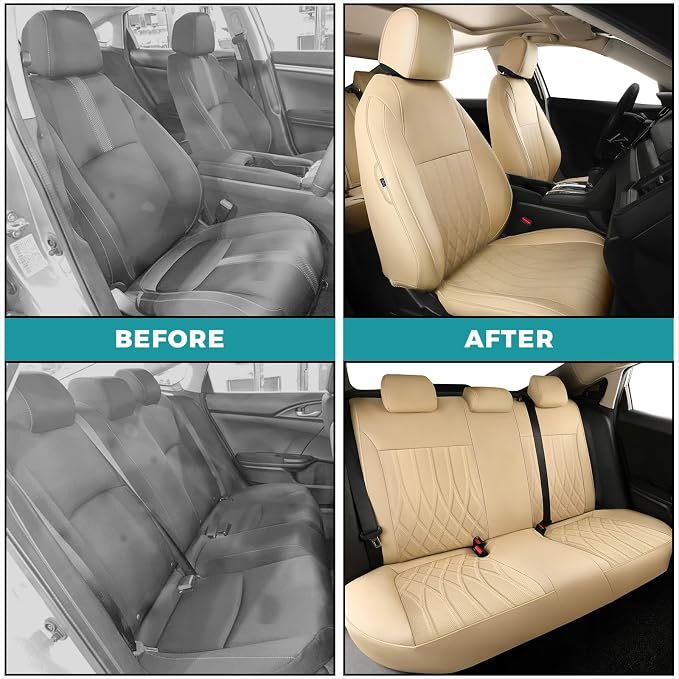 Seat Covers for Honda Civic Sedan 4DR Sedan LX 2022 2023 2024 2025, Leather Car - Image 6