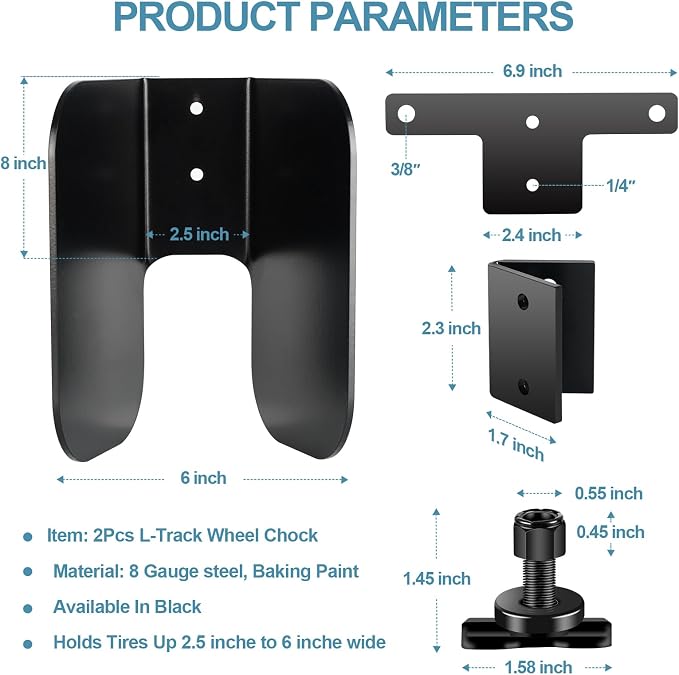 2 Pack L-Track Wheel Chock |L Track Motorcycle Wheel Chock - Image 2