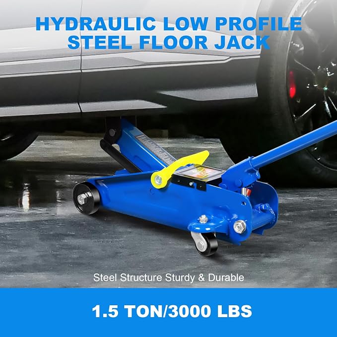 Floor Jack 1.5 Ton Hydraulic Car Jack, Lifting Range from 5.1 Inch to 12.6 Inch - Image 6