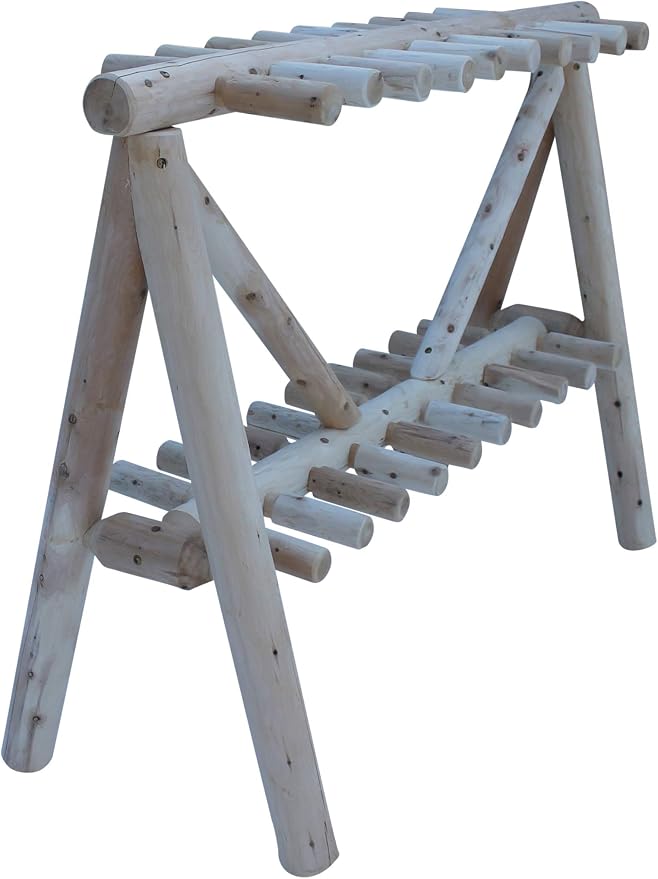 21-Place Freestanding Log Ski Rack Holder, Indoor & Outdoor Snowboard Racks - Image 5