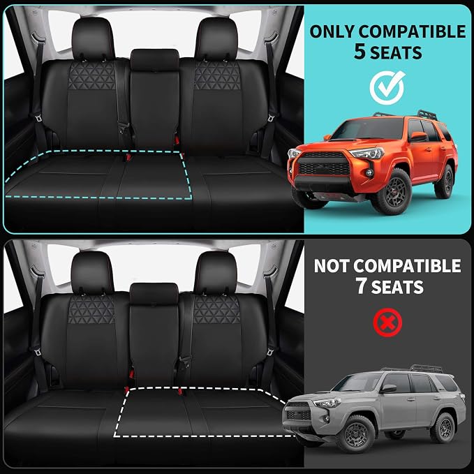 Seat Covers for Toyota 4Runner 2011-2024, Faux Leather Car Seat Cover Full Set - Image 4