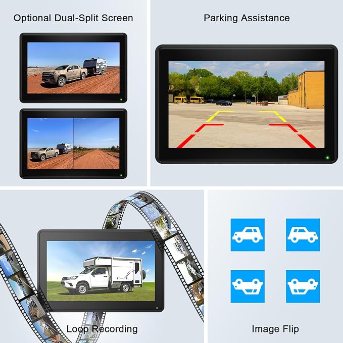 Fookoo 2 Magnetic Solar Wireless Backup Camera 7" IPS Touchscreen Monitor 1 Min - Image 4
