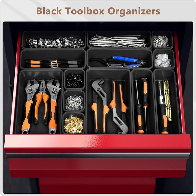 A-LuGei 【42PCS】【Black】 Tool Box Organizer Tray Divider Set, Desk Drawer - Image 2