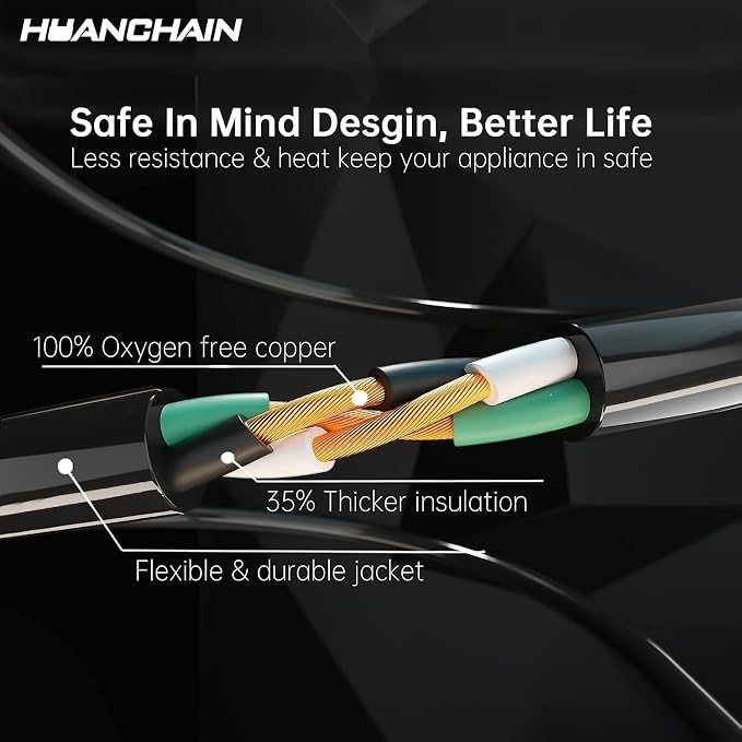 HUANCHAIN Indoor Outdoor Black Extension Cord 25 ft 2 Pack Waterproof, 16/3 - Image 3