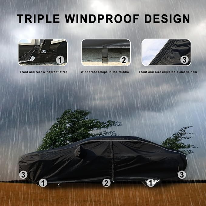 Tecoom Car Cover Waterproof All Weather, Car Covers - Image 4
