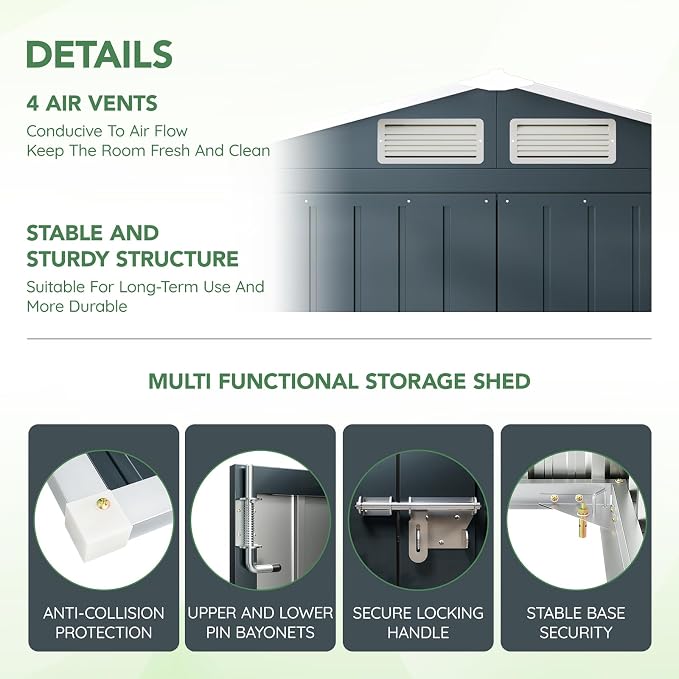 5x3X6.3FT Outdoor Steel Storage Shed - Image 4