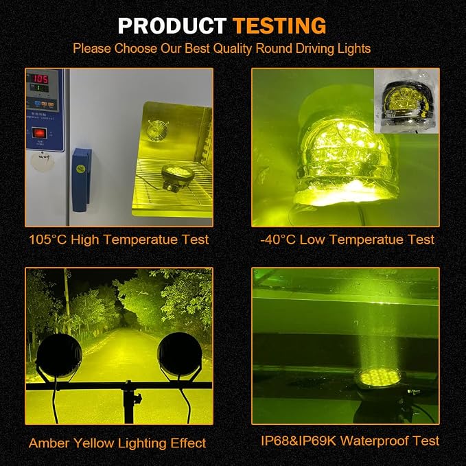 BIGLION.X 5Inch 160W Round Offroad Lights 18800LM LED Amber Fog Lights Yellow - Image 6
