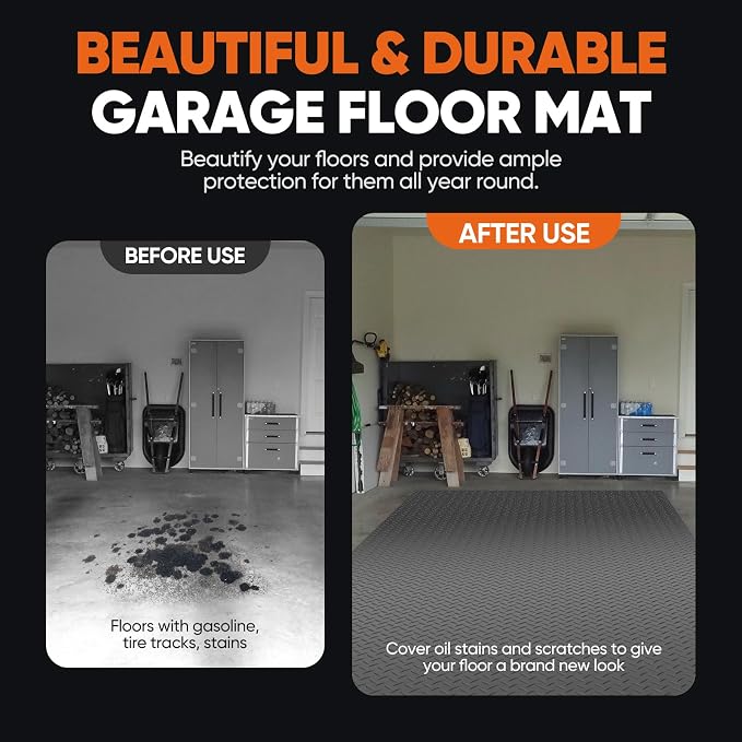 FAHKNS 7.5 X 17 FT Garage Floor Mat, Diamond Plate PVC Flooring Roll Thickened - Image 2