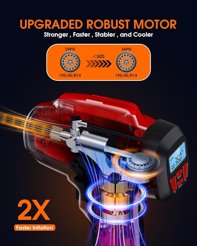Digital Cordless Tire Inflator Portable Air Compressor Automatic 160PSI w/Gauge - Image 2