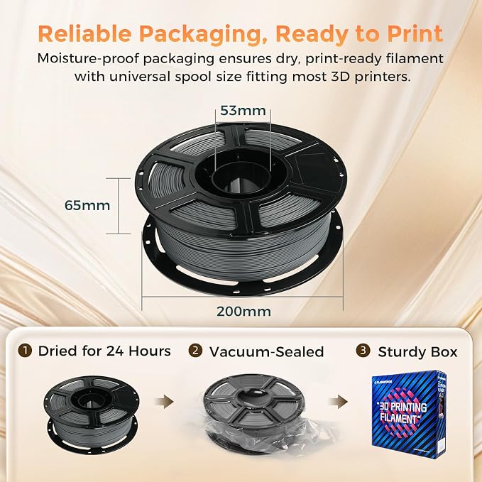 FLASHFORGE PLA Filament 1.75mm +/- 0.02mm, Matte Grey 3D Printer Filament 1kg - Image 7