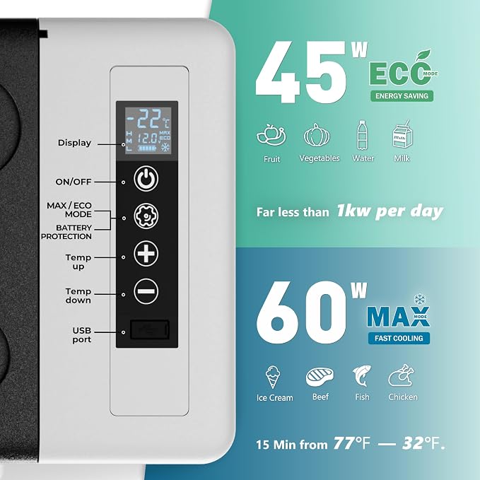 EUHOMY 12 Volt Refrigerator, 26QT Compressor Electric Cooler APP Control - Image 8