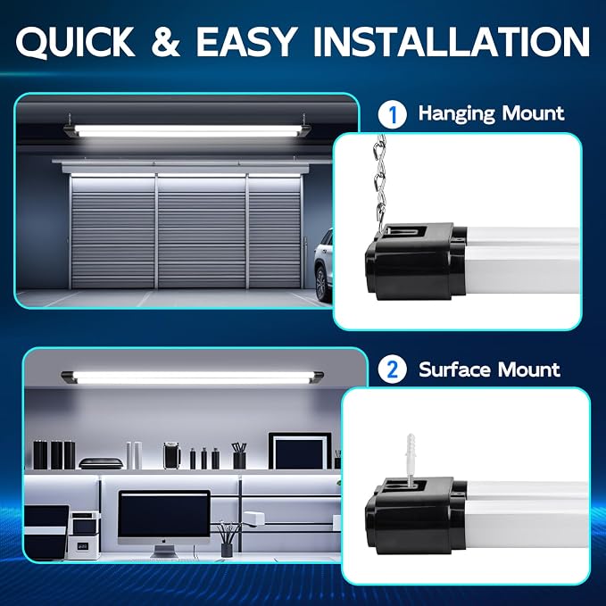 hykolity 4 Pack Linkable LED Shop Light, 4FT 44W, 5000K Daylight, Plug-in - Image 3