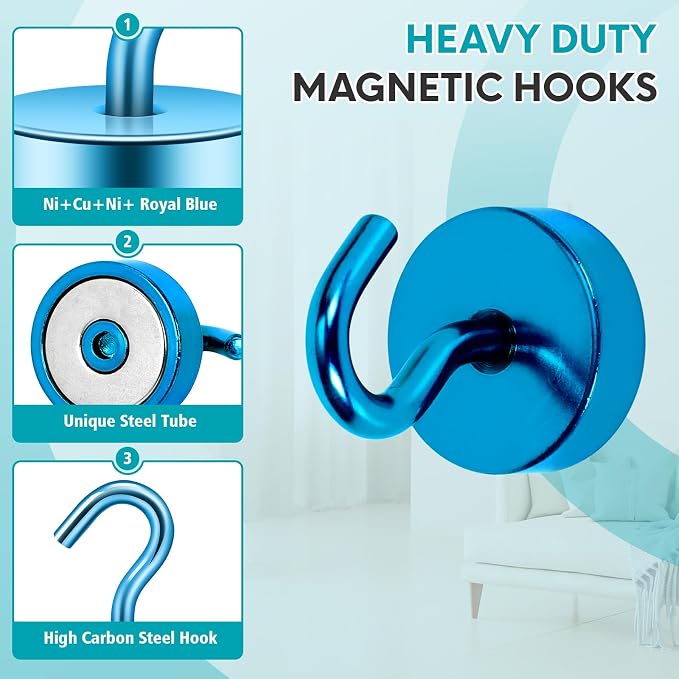 Neosmuk Magnetic Hooks, Cruise Ship Essentials, 40lb+ Heavy Duty Magnetic Hooks - Image 5