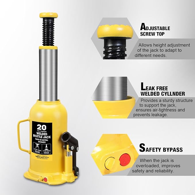 YELLOW JACKET 20 Ton Bottle Jack All Welded Hydraulic Jack - Image 3
