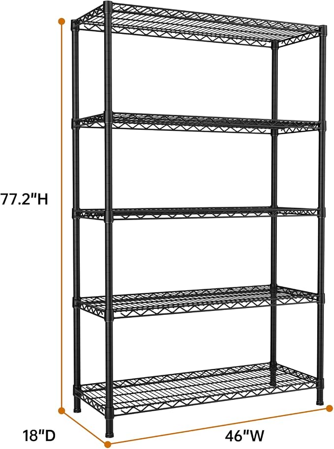 SINGAYE 5 Garage Heavy Duty Shelving Unit Kitchen Pantry Close Home Organizers - Image 3