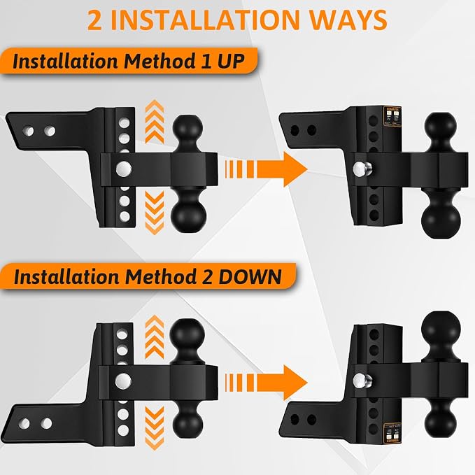 Adjustable Trailer Hitch-Drop Hitch Fits 2.5-Inch Receiver -6" Drop/Rise Tow - Image 6