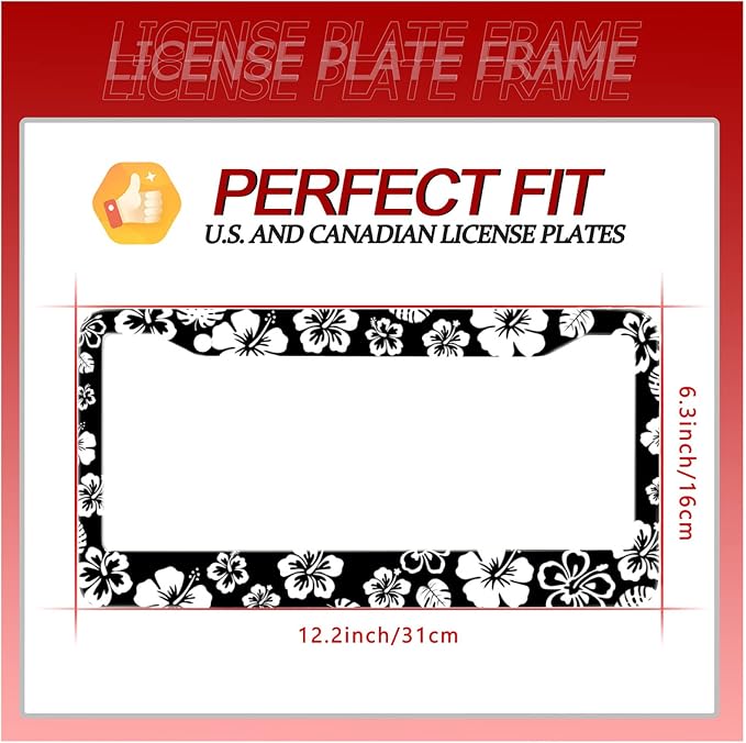 【2Pcs】 White Hibiscus Hawaii License Plate Frames Round Hole Personalise - Image 6