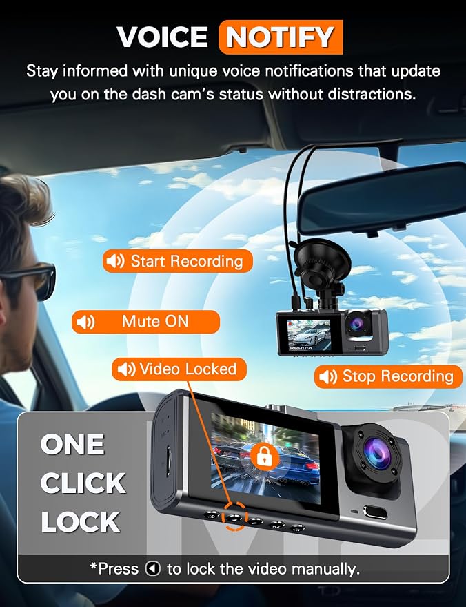 3 Channel WiFi Dash Cam Front and Rear Inside - Image 9