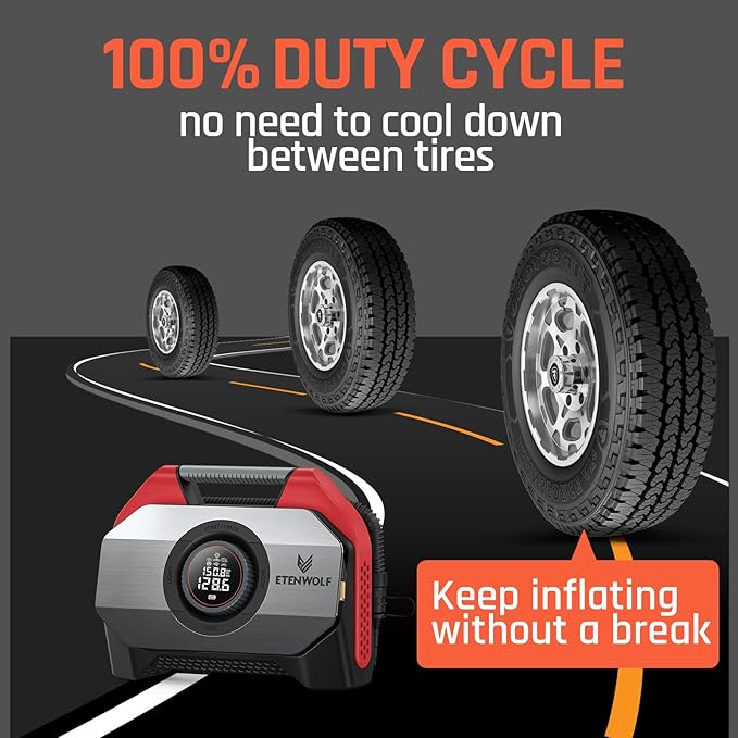 ETENWOLF VORTEX S6 Tire Inflator Portable Air Compressor - Image 4