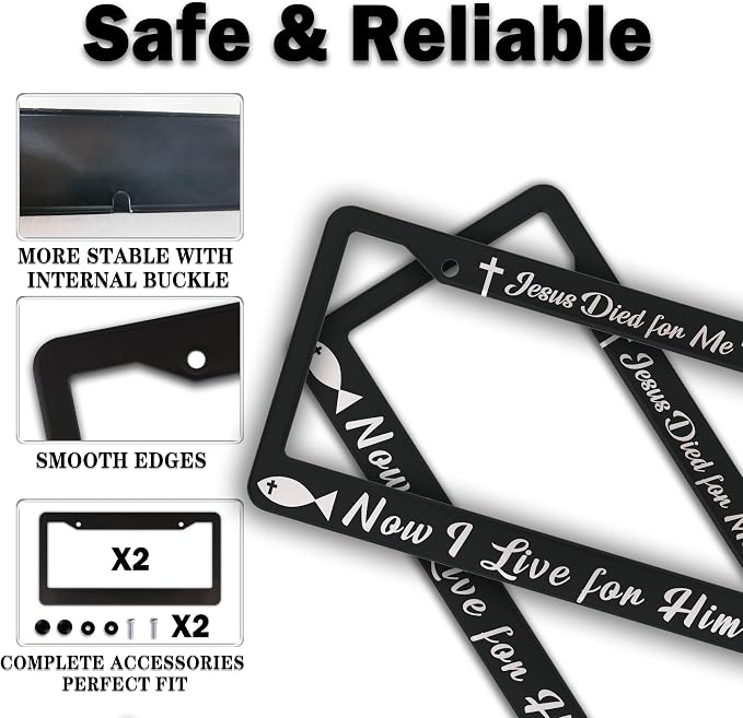 License Plate Cover Black and White License Plate Frames Jesus Died - Image 4