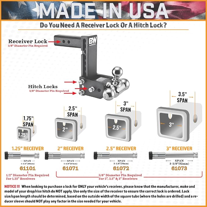 61450 | 2 Pack, Keyed Alike, Receiver Locks - Image 2
