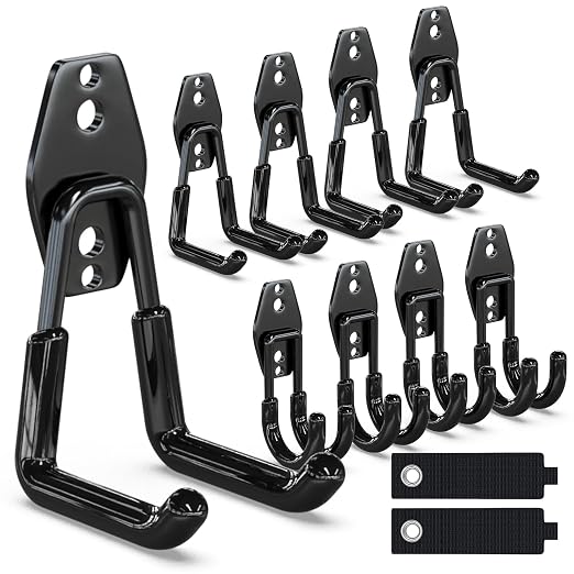 3-H Garage Wall Hooks 10 Pack, Heavy Duty Garage Hooks by 3-H