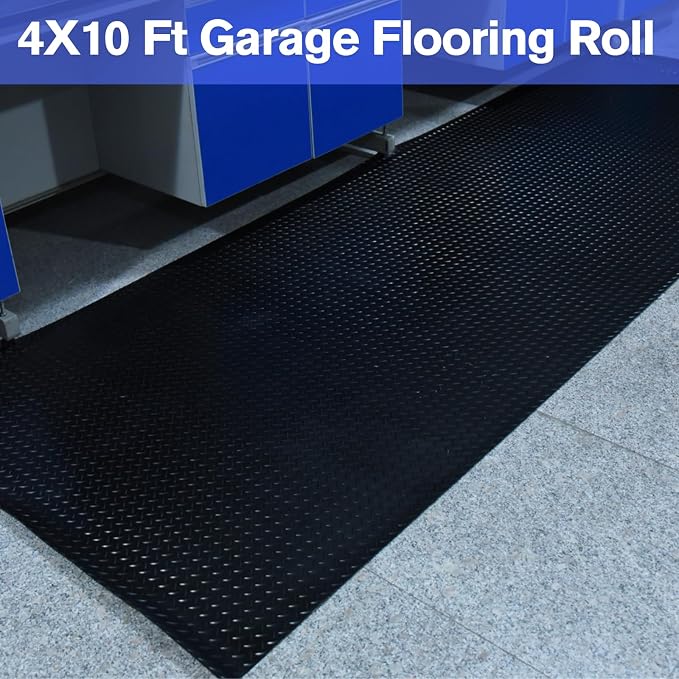 4X10 FT Garage Floor Mat， 2.5 Inch Thickened Diamond Plate Flooring Roll - Image 7