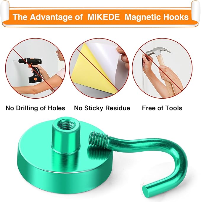 MIKEDE Magnetic Hooks Heavy Duty, 80LB Strong Magnet - Image 4
