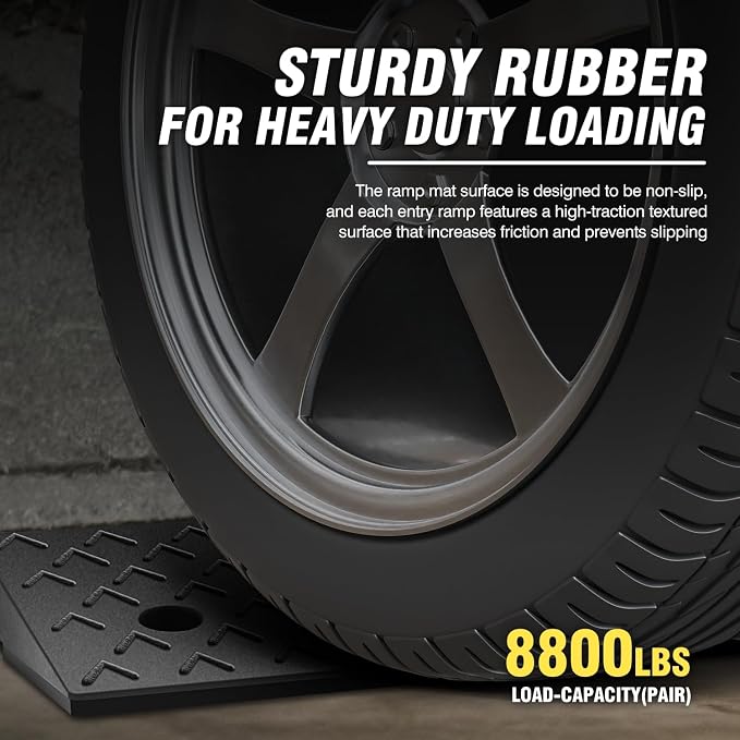 DNA MOTORING 2pcs 2.2" Rise Rubber Arrow Curb Ramp Heavy Duty Loading Driveway - Image 3