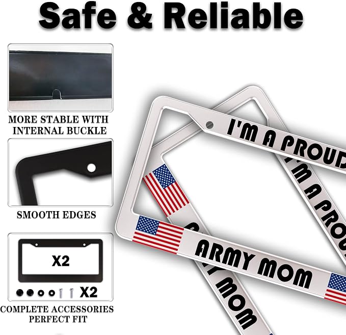 License Plate Frame Holder Black and White License Plate Frames I’m a Proud - Image 4
