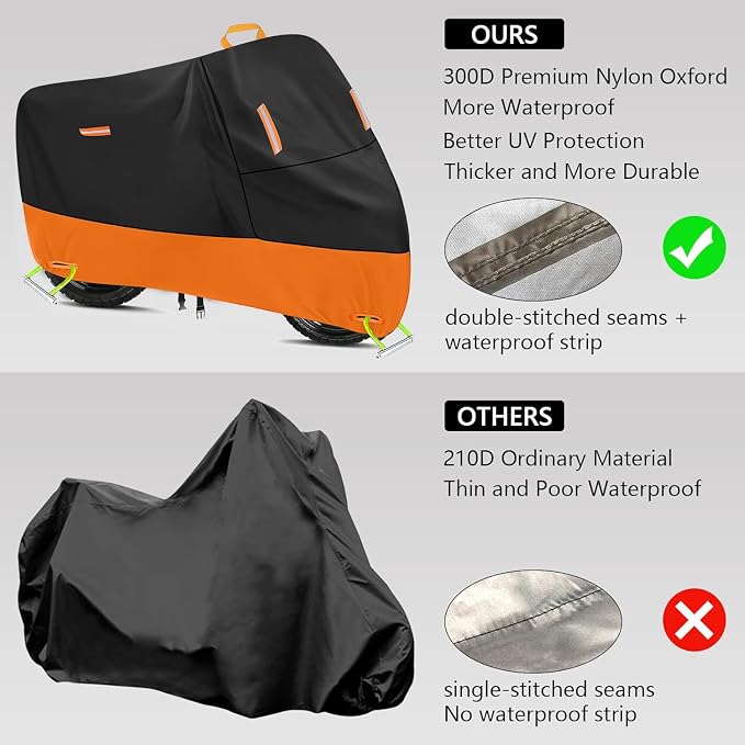 Powersports Vehicle Covers Black & Orange Waterproof Motorcycle Cover - Image 3