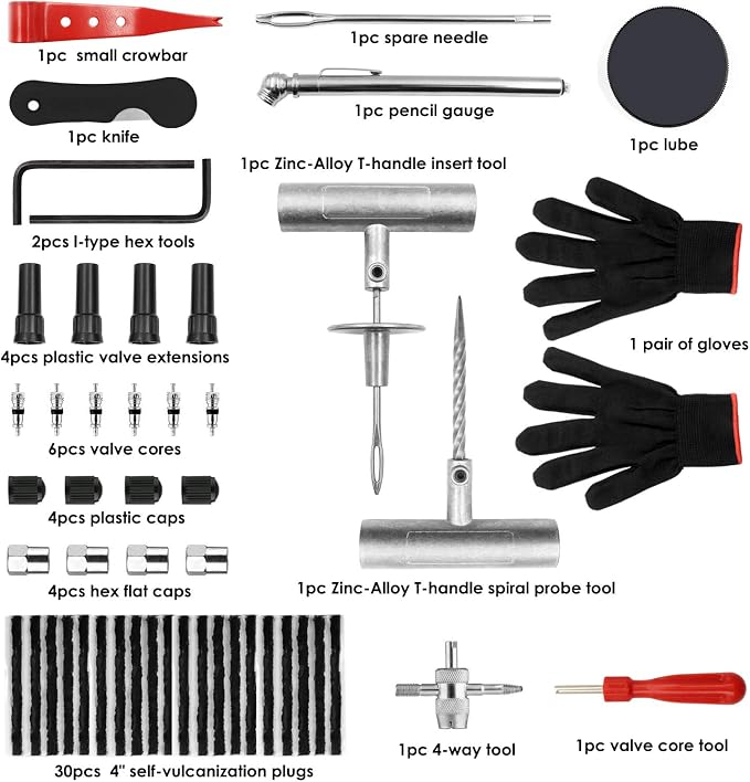 Tyre Repair Kit, Universal Repair Tool Kit to Fix Punctures and Plug Flats Tire - Image 2