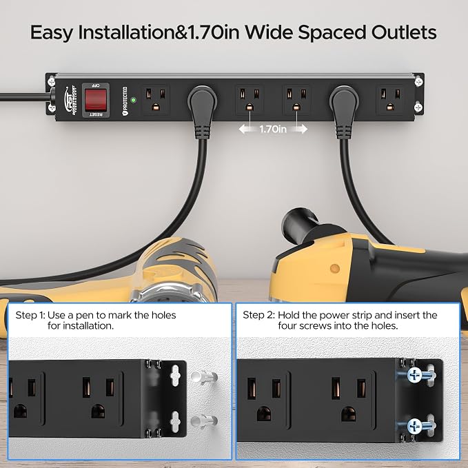 CRST 2Pack 6 Outlet Heavy Duty Power Strip - Image 4