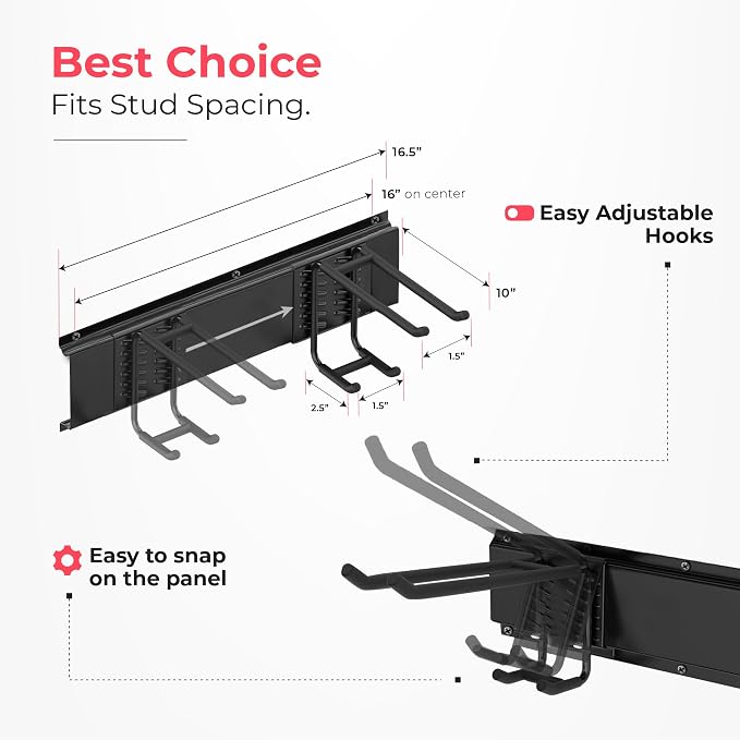 Garage Wall Organizer | 64" Heavy-Duty Tool Storage Rack | Adjustable - Image 2