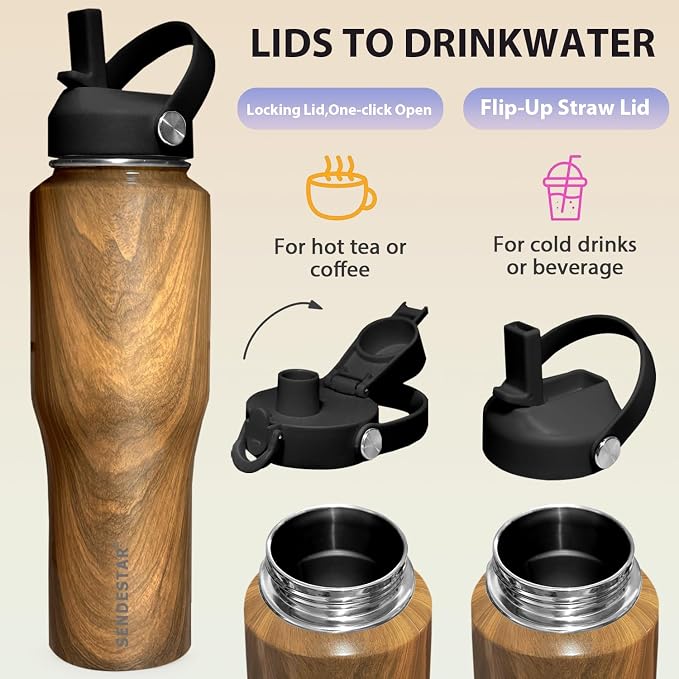 SENDESTAR 40oz Stainless Steel Water Bottle, Double Wall Vacuum Insulated Bottle - Image 4